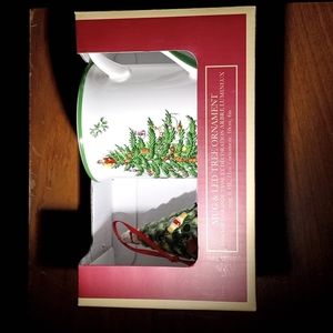 Boxed 2 pc Spode Christmas Tree Mug & LED Christmas Tree Ornament New in box
